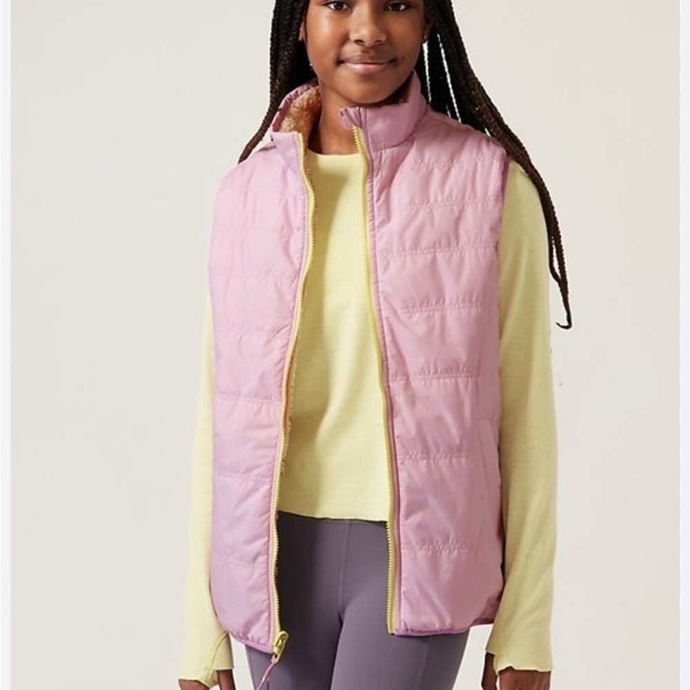 Athleta Girl Reversible So Toasty Sherpa Vest Light Purple size L/12 *L6